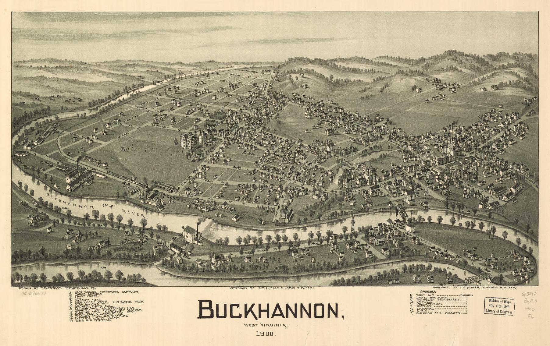 Buckhannon, West Virginia 1900. (1900) – Historic Bird’s-Eye View Panorama Print