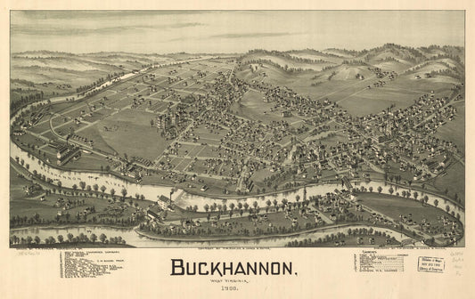 Buckhannon, West Virginia 1900. (1900) – Historic Bird’s-Eye View Panorama Print