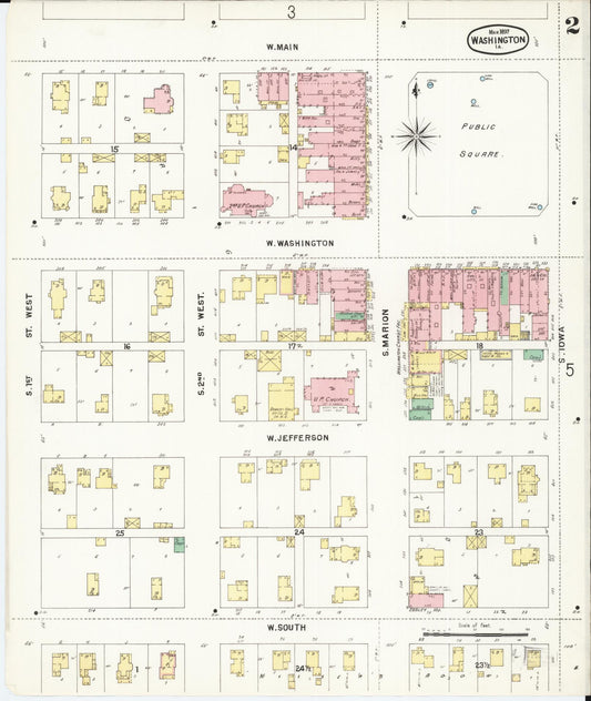 Sanborn Fire Insurance Map from Washington, Washington County, Iowa (1897), Sheet #0002 - Historic Sanborn Fire Insurance Map Print, vintage old map wall art, antique decor, genealogy gift, Sanborn Fire Insurance Map from Washington Washington map