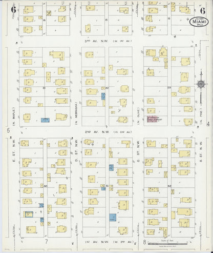 Sanborn Fire Insurance Map from Miami, Ottawa County, Oklahoma (1924), Sheet #0006 - Complete Map Set gallery image, historic Sanborn map, vintage wall art, Oklahoma Oklahoma