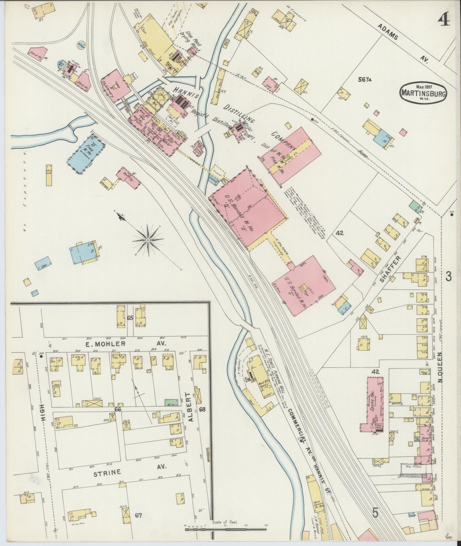 Sanborn Fire Insurance Map from Martinsburg, Berkeley County, West Virginia (1897), Sheet #0004 - Complete Map Set gallery image, historic Sanborn map, vintage wall art, West Virginia West Virginia