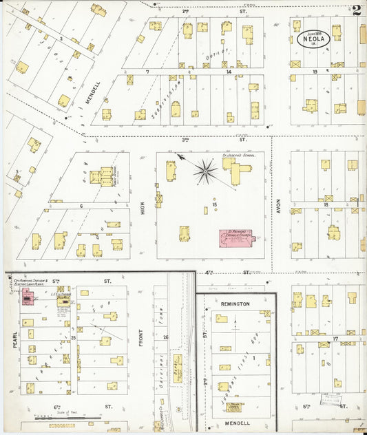 Sanborn Fire Insurance Map from Neola, Pottawattamie County, Iowa (1899), Sheet #0002 - Historic Sanborn Fire Insurance Map Print, vintage old map wall art