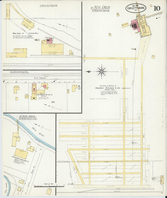 Sanborn Fire Insurance Map from Catlettsburg, Boyd County, Kentucky (1907), Sheet #0010 - Historic Sanborn Fire Insurance Map Print, vintage old map wall art, antique decor, genealogy gift, Kentucky Kentucky map