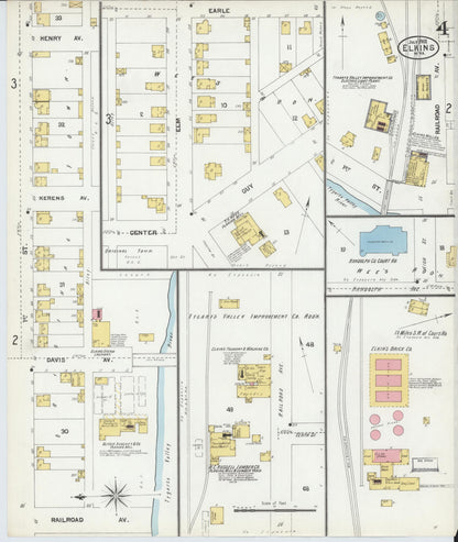 Sanborn Fire Insurance Map from Elkins, Randolph County, West Virginia (1902), Sheet #0004 - Complete Map Set gallery image, historic Sanborn map, vintage wall art, West Virginia West Virginia