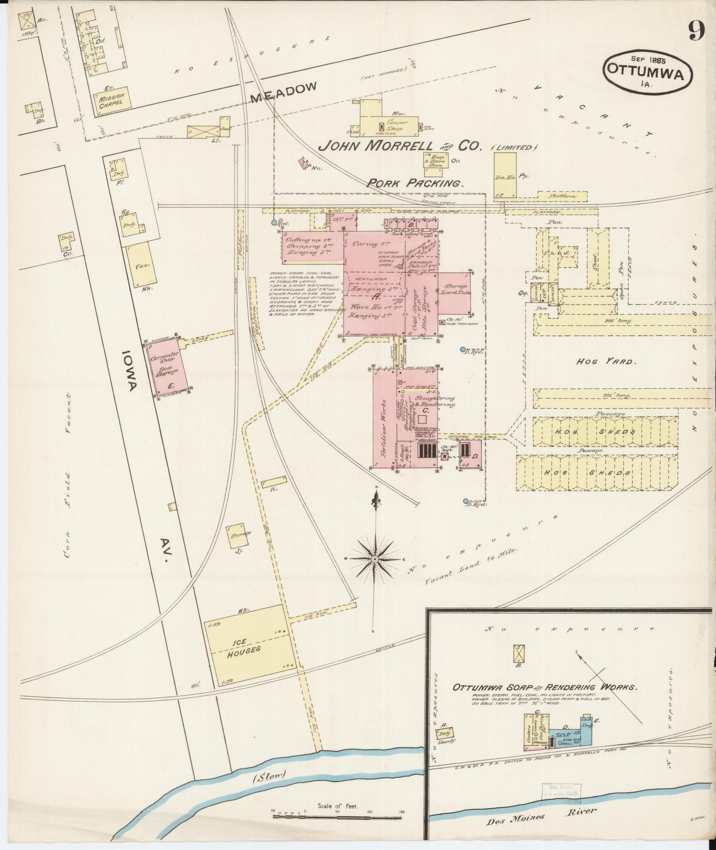 Sanborn Fire Insurance Map from Ottumwa, Wapello County, Iowa (1885), Sheet #0009 - Historic Sanborn Fire Insurance Map Print