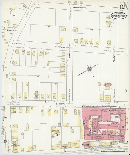 Sanborn Fire Insurance Map from Wallingford, New Haven County, Connecticut (1911), Sheet #0012 - Historic Sanborn Fire Insurance Map Print, vintage old map wall art, antique decor, genealogy gift, Connecticut Connecticut map