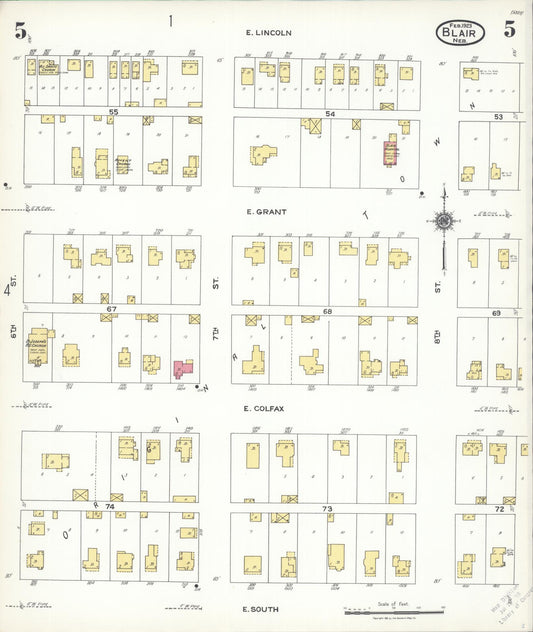 Sanborn Fire Insurance Map from Blair, Washington County, Nebraska (1923), Sheet #0005 - Historic Sanborn Fire Insurance Map Print, vintage old map wall art, antique decor, genealogy gift, Nebraska Nebraska map