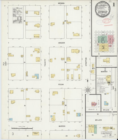 Sanborn Fire Insurance Map from Seymour, Baylor County, Texas (1898), Sheet #0001 - Historic Sanborn Fire Insurance Map Print, vintage old map wall art, antique decor, genealogy gift, Texas Texas map