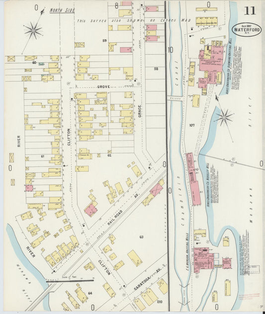 Sanborn Fire Insurance Map from Waterford, Saratoga County, New York (1897), Sheet #0011 - Historic Sanborn Fire Insurance Map Print, vintage old map wall art, antique decor, genealogy gift, New York New York map