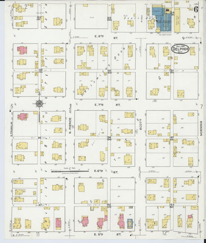 Sanborn Fire Insurance Map from Delphos, Van Wert And Allen Counties, Ohio (1921), Sheet #0006 - Historic Sanborn Fire Insurance Map Print, vintage old map wall art, antique decor, genealogy gift, Ohio Ohio map