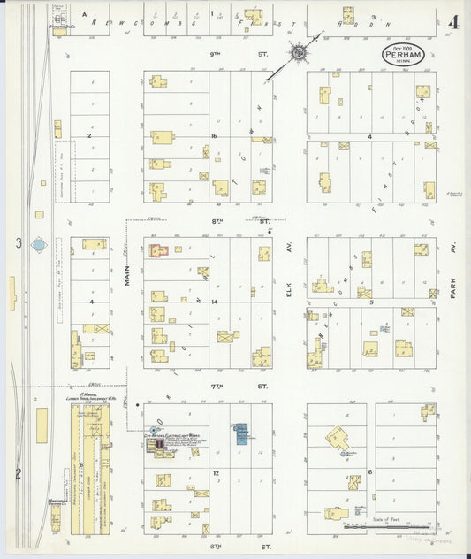 Sanborn Fire Insurance Map from Perham, Otter Tail County, Minnesota (1909), Sheet #0004 - Historic Sanborn Fire Insurance Map Print, vintage old map wall art, antique decor, genealogy gift, Minnesota Minnesota map