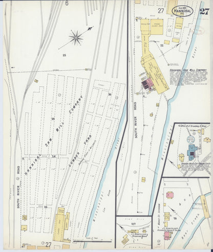 Sanborn Fire Insurance Map from Hannibal, Marion County, Missouri (1899), Sheet #0027 - Historic Sanborn Fire Insurance Map Print, vintage old map wall art, antique decor, genealogy gift, Missouri Missouri map