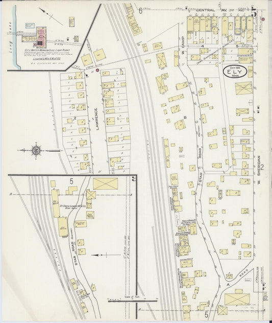 Sanborn Fire Insurance Map from Ely, Saint Louis County, Minnesota (1914), Sheet #0005 - Historic Sanborn Fire Insurance Map Print, vintage old map wall art, antique decor, genealogy gift, Minnesota Minnesota map