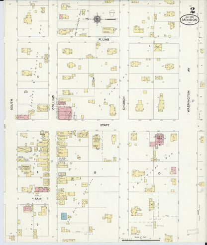 Sanborn Fire Insurance Map from Mendon, Adams County, Illinois (1910), Sheet #0002 - Historic Sanborn Fire Insurance Map Print, vintage old map wall art, antique decor, genealogy gift, Illinois Illinois map