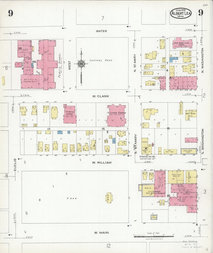 Sanborn Fire Insurance Map from Albert Lea, Freeborn County, Minnesota (1926), Sheet #0009 - Historic Sanborn Fire Insurance Map Print, vintage old map wall art, antique decor, genealogy gift, Minnesota Minnesota map