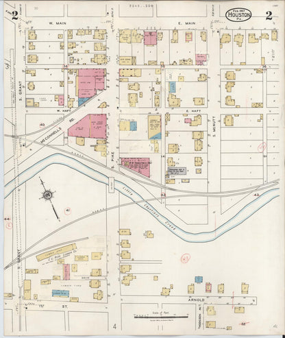 Sanborn Fire Insurance Map from Houston, Washington County, Pennsylvania (1936), Sheet #0002 - Complete Map Set gallery image, historic Sanborn map, vintage wall art, Pennsylvania Pennsylvania