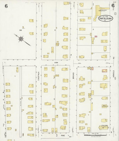 Sanborn Fire Insurance Map from Port Allegany, McKean County, Pennsylvania (1924), Sheet #0006 - Historic Sanborn Fire Insurance Map Print, vintage old map wall art, antique decor, genealogy gift, Pennsylvania Pennsylvania map