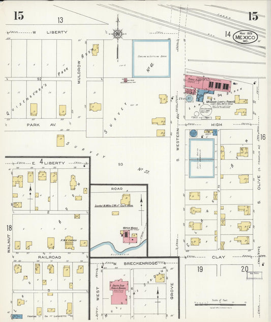 Sanborn Fire Insurance Map from Mexico, Audrain County, Missouri (1926), Sheet #0015 - Historic Sanborn Fire Insurance Map Print, vintage old map wall art, antique decor, genealogy gift, Missouri Missouri map