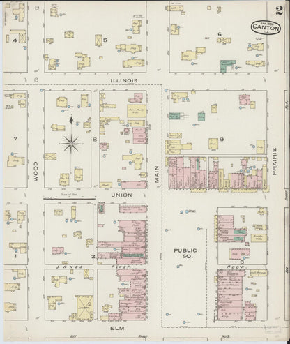Sanborn Fire Insurance Map from Canton, Fulton County, Illinois (1886), Sheet #0002 - Complete Map Set gallery image, historic Sanborn map, vintage wall art, Illinois Illinois