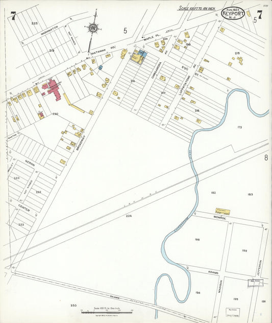 Sanborn Fire Insurance Map from Keyport, Monmouth County, New Jersey (1923), Sheet #0007 - Historic Sanborn Fire Insurance Map Print, vintage old map wall art, antique decor, genealogy gift, New Jersey New Jersey map