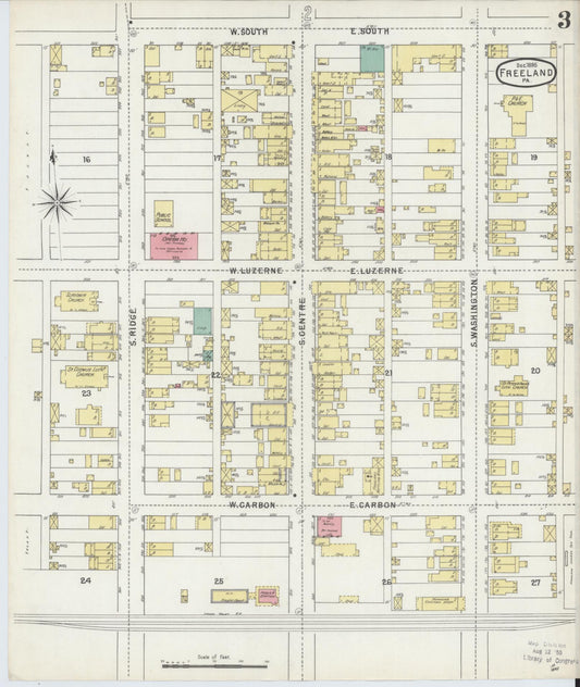 Sanborn Fire Insurance Map from Freeland, Luzerne County, Pennsylvania (1895), Sheet #0003 - Historic Sanborn Fire Insurance Map Print, vintage old map wall art, antique decor, genealogy gift, Pennsylvania Pennsylvania map