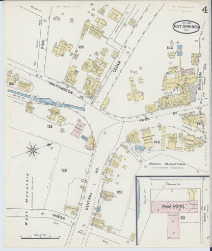 Sanborn Fire Insurance Map from Hot Springs, Garland County, Arkansas (1890), Sheet #0004 - Complete Map Set gallery image, historic Sanborn map, vintage wall art, Arkansas Arkansas