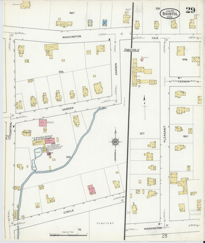 Sanborn Fire Insurance Map from Bristol, Hartford County, Connecticut (1916), Sheet #0029 - Complete Map Set gallery image, historic Sanborn map, vintage wall art, Connecticut Connecticut