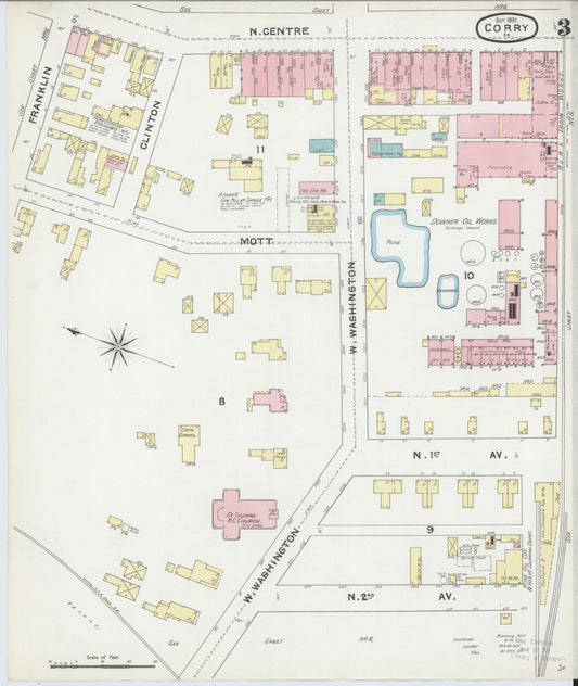 Sanborn Fire Insurance Map from Corry, Erie County, Pennsylvania (1891), Sheet #0003 - Historic Sanborn Fire Insurance Map Print, vintage old map wall art, antique decor, genealogy gift, Pennsylvania Pennsylvania map