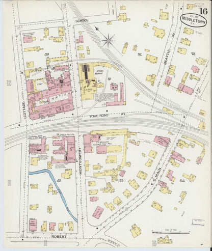 Sanborn Fire Insurance Map from Middletown, Orange County, New York (1892), Sheet #0016 - Historic Sanborn Fire Insurance Map Print, vintage old map wall art, antique decor, genealogy gift, New York New York map