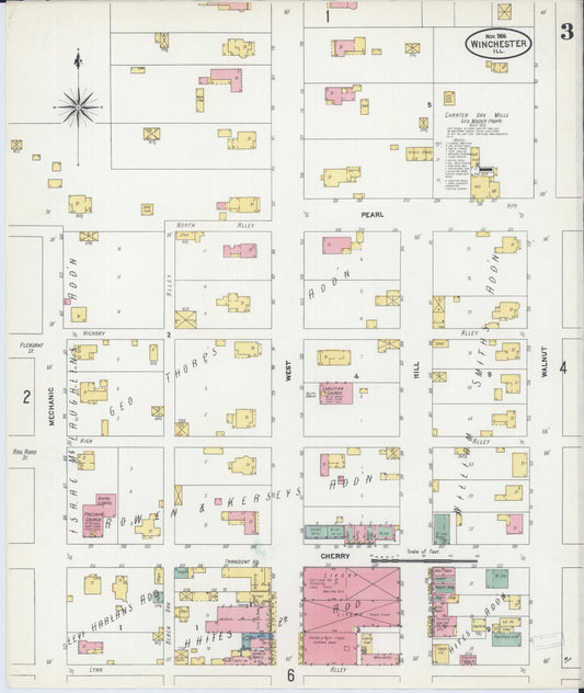Sanborn Fire Insurance Map from Winchester, Scott County, Illinois (1906), Sheet #0003 - Historic Sanborn Fire Insurance Map Print, vintage old map wall art, antique decor, genealogy gift, Illinois Illinois map
