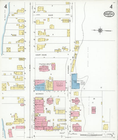 Sanborn Fire Insurance Map from Newport, Cocke County, Tennessee (1927), Sheet #0004 - Complete Map Set gallery image, historic Sanborn map, vintage wall art, Tennessee Tennessee