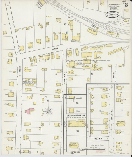 Sanborn Fire Insurance Map from Clinton, Hunterdon County, New Jersey (1892), Sheet #0003 - Historic Sanborn Fire Insurance Map Print, vintage old map wall art, antique decor, genealogy gift, New Jersey New Jersey map