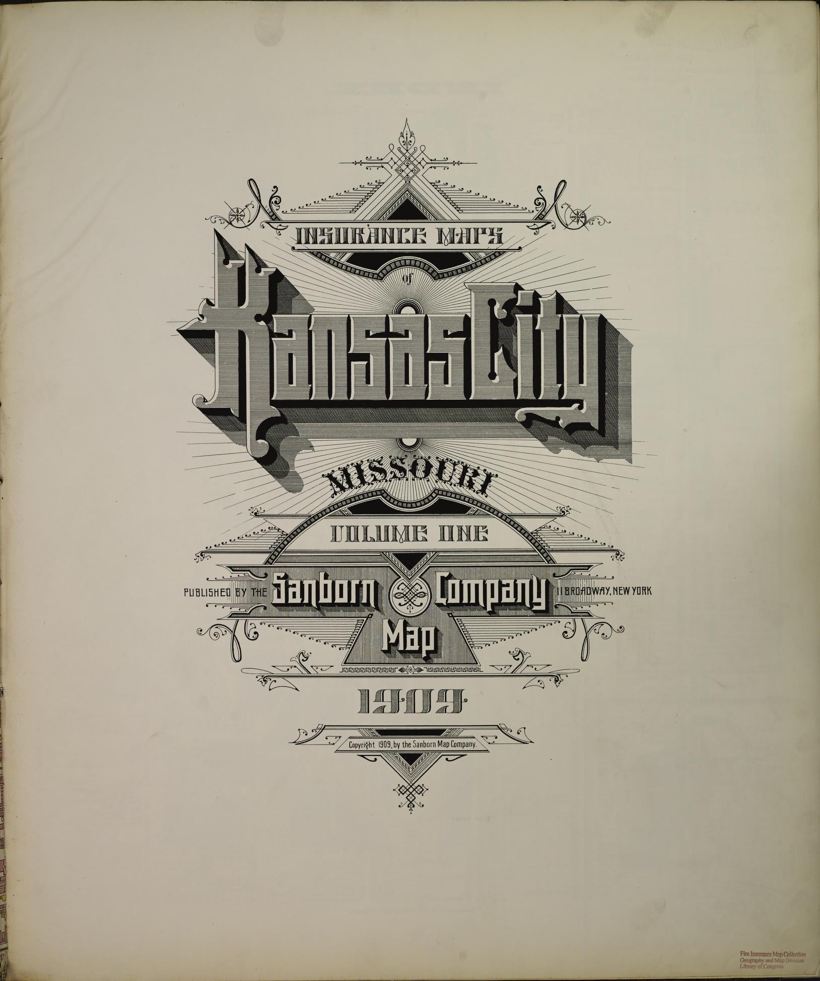 Sanborn Fire Insurance Map from Kansas City, Jackson, Clay, And Platte Counties, Missouri (1906), Sheet #0001 - Historic Sanborn Fire Insurance Map Print, vintage old map wall art, antique decor, genealogy gift, Missouri Missouri map