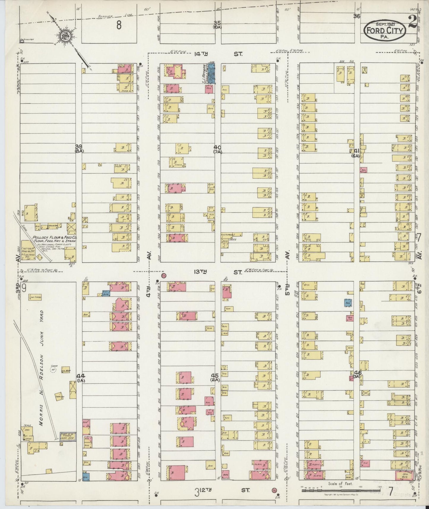 Sanborn Fire Insurance Map from Ford City, Armstrong County, Pennsylvania (1921), Sheet #0002 - Historic Sanborn Fire Insurance Map Print, vintage old map wall art, antique decor, genealogy gift, Pennsylvania Pennsylvania map