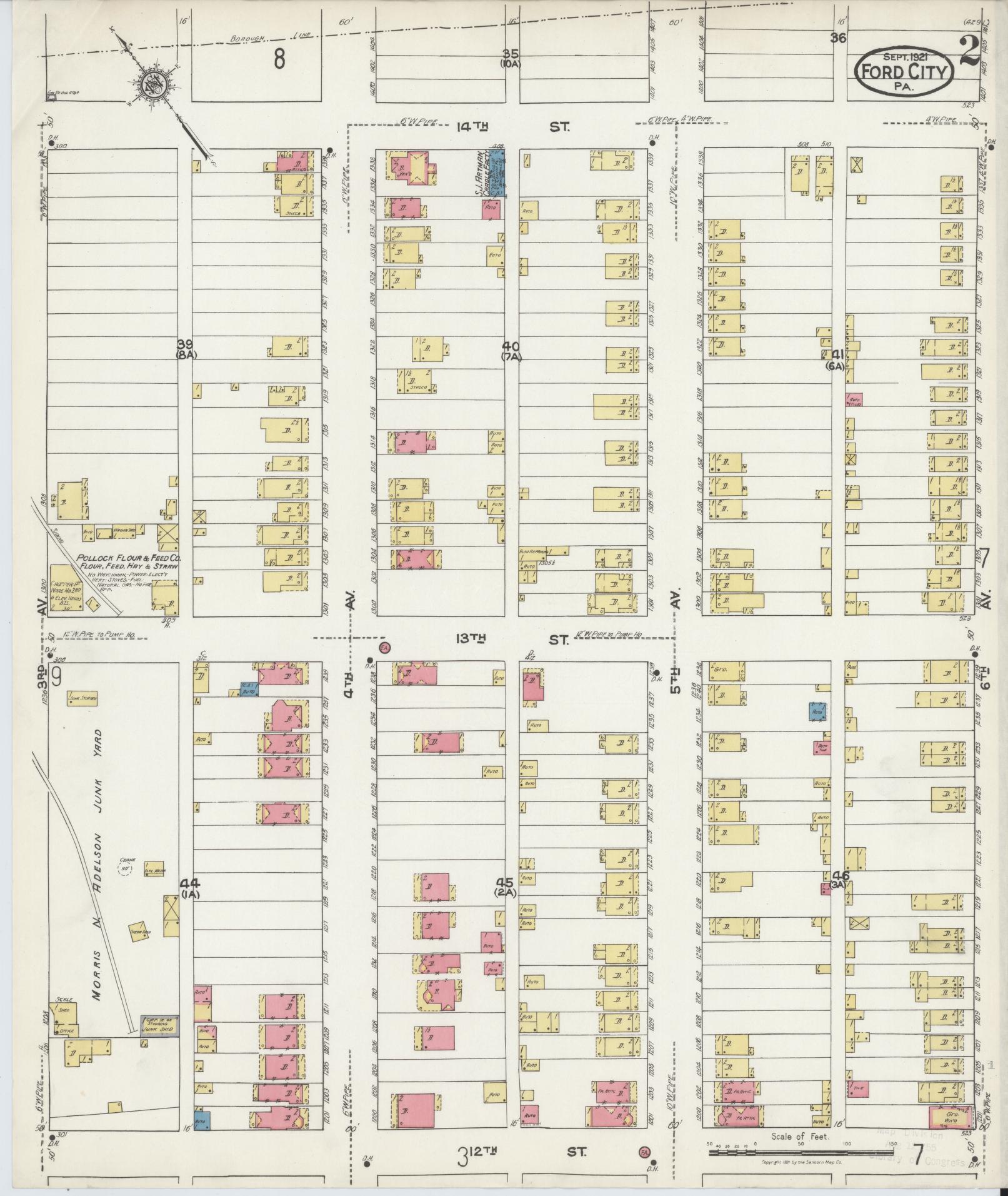 Sanborn Fire Insurance Map from Ford City, Armstrong County, Pennsylvania (1921), Sheet #0002 - Historic Sanborn Fire Insurance Map Print, vintage old map wall art, antique decor, genealogy gift, Pennsylvania Pennsylvania map