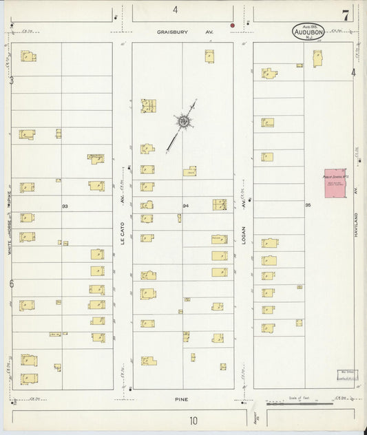 Sanborn Fire Insurance Map from Audubon, Camden County, New Jersey (1915), Sheet #0007 - Historic Sanborn Fire Insurance Map Print, vintage old map wall art, antique decor, genealogy gift, New Jersey New Jersey map