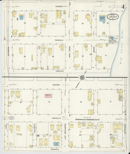 Sanborn Fire Insurance Map from Louisa, Lawrence County, Kentucky (1912), Sheet #0004 - Complete Map Set gallery image, historic Sanborn map, vintage wall art, Kentucky Kentucky