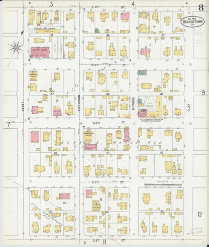 Sanborn Fire Insurance Map from Beardstown, Cass County, Illinois (1900), Sheet #0008 - Historic Sanborn Fire Insurance Map Print, vintage old map wall art, antique decor, genealogy gift, Illinois Illinois map
