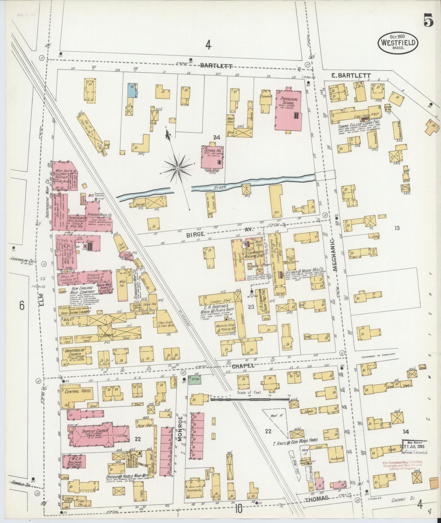 Sanborn Fire Insurance Map from Westfield, Hampden County, Massachusetts (1900), Sheet #0005 - Complete Map Set gallery image, historic Sanborn map, vintage wall art, Massachusetts Massachusetts