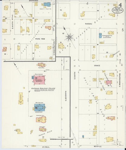 Sanborn Fire Insurance Map from Saint Peter, Nicollet County, Minnesota (1908), Sheet #0004 - Complete Map Set gallery image, historic Sanborn map, vintage wall art, Minnesota Minnesota