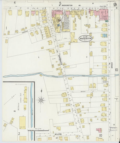 Sanborn Fire Insurance Map from Washington, Warren County, New Jersey (1897), Sheet #0009 - Complete Map Set gallery image, historic Sanborn map, vintage wall art, Washington Washington