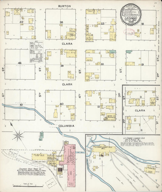Sanborn Fire Insurance Map from La Camas, Clark County, Washington (1892), Sheet #0001 - Historic Sanborn Fire Insurance Map Print, vintage old map wall art, antique decor, genealogy gift, Washington Washington map