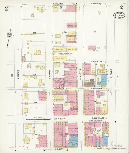 Sanborn Fire Insurance Map from Seguin, Guadalupe County, Texas (1924), Sheet #0002 - Complete Map Set gallery image, historic Sanborn map, vintage wall art, Texas Texas