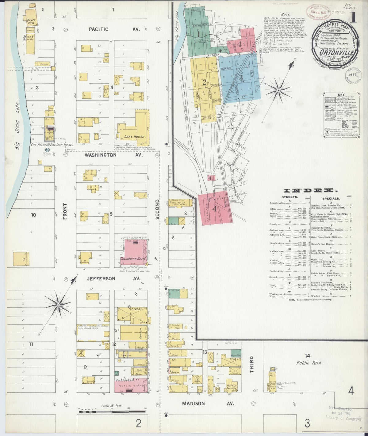 Sanborn Fire Insurance Map from Ortonville, Big Stone County, Minnesota (1899), Sheet #0001 - Complete Map Set gallery image, historic Sanborn map, vintage wall art, Minnesota Minnesota