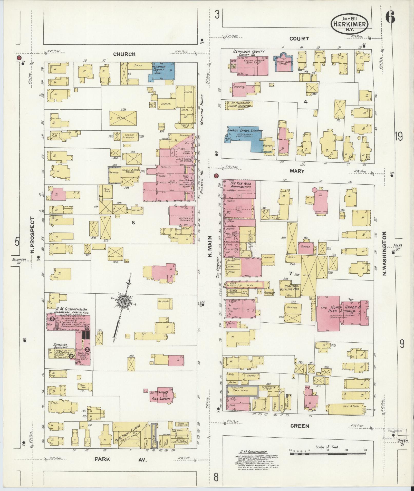 Sanborn Fire Insurance Map from Herkimer, Herkimer County, New York (1911), Sheet #0006 - Complete Map Set gallery image, historic Sanborn map, vintage wall art, New York New York