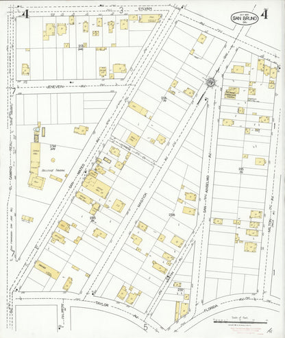 Sanborn Fire Insurance Map from San Bruno, San Mateo County, California (1925), Sheet #0004 - Complete Map Set gallery image, historic Sanborn map, vintage wall art, California California