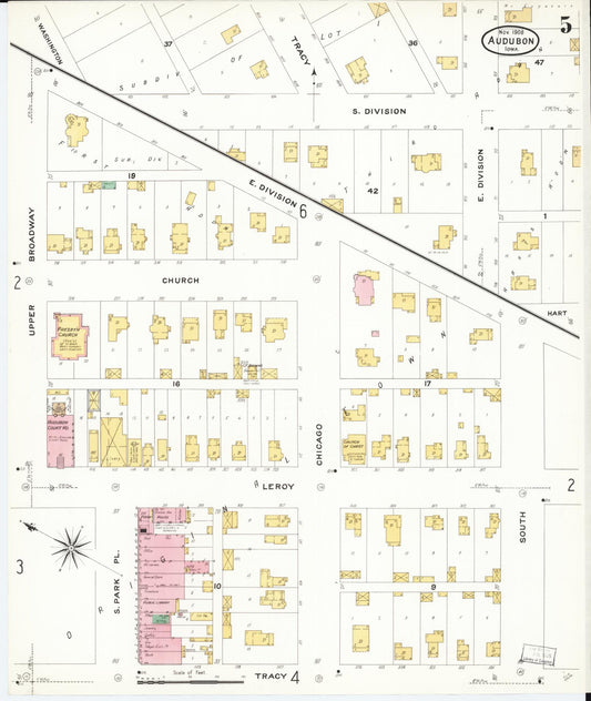 Sanborn Fire Insurance Map from Audubon, Audubon County, Iowa (1908), Sheet #0005 - Historic Sanborn Fire Insurance Map Print, vintage old map wall art