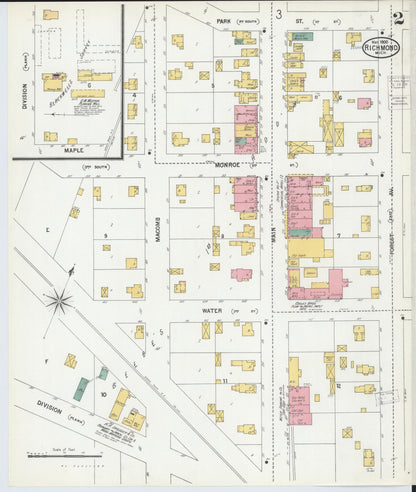 Sanborn Fire Insurance Map from Richmond, Macomb County, Michigan (1900), Sheet #0002 - Complete Map Set gallery image, historic Sanborn map, vintage wall art, Michigan Michigan