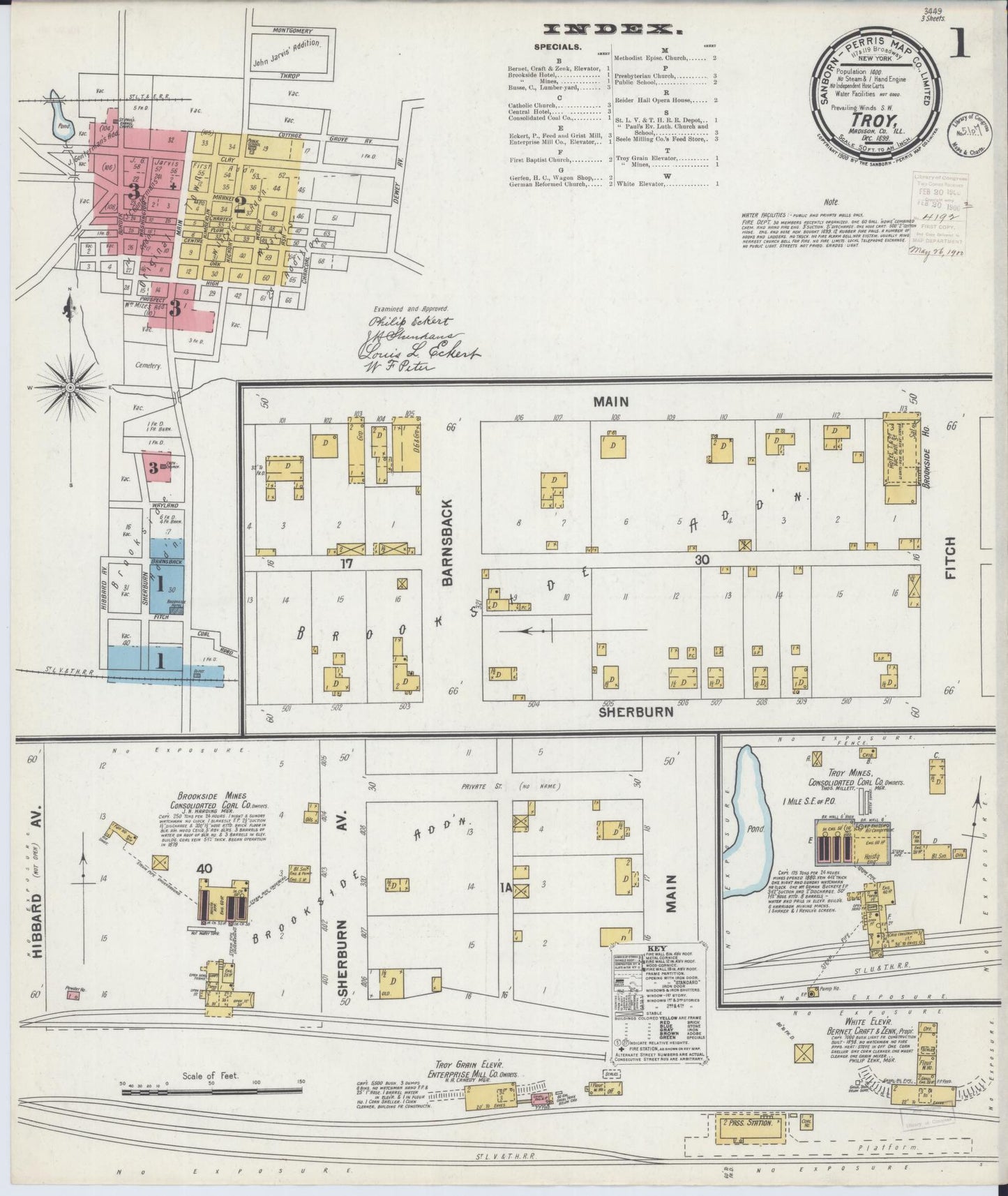 Sanborn Fire Insurance Map from Troy, Madison County, Illinois (1899), Sheet #0001 - Historic Sanborn Fire Insurance Map Print, vintage old map wall art, antique decor, genealogy gift, Illinois Illinois map