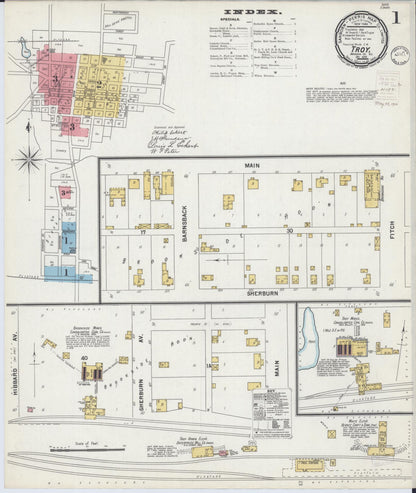 Sanborn Fire Insurance Map from Troy, Madison County, Illinois (1899), Sheet #0001 - Historic Sanborn Fire Insurance Map Print, vintage old map wall art, antique decor, genealogy gift, Illinois Illinois map